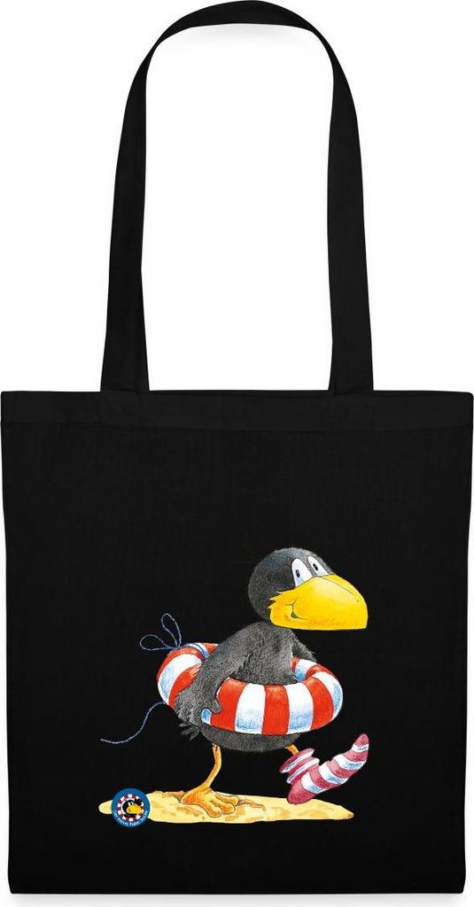 Spreadshirt Der kleine Rabe Socke mit Schwimmreifen Stoffbeutel, One size, Schwarz