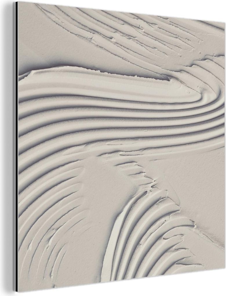 MuchoWow Wanddekoration Metall Metallbild Wandkunst 20x20 cm Abstrakt - Kunst - Linien - Weiß MuchoWow Aluminium Gemälde - Alu Dibond Bilder