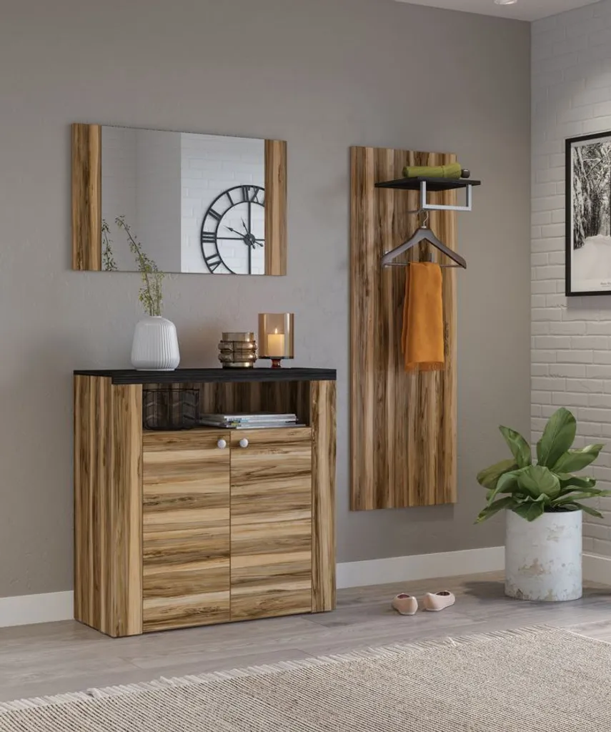 Organisez votre entrée avec le meuble LEONOR 2 miroir et vestiaire