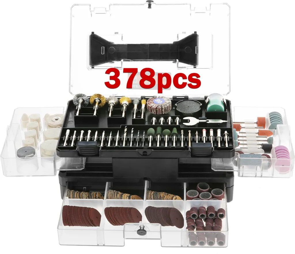 Coffret accessoires pour mini ponceuse et outil rotatif 378 unités