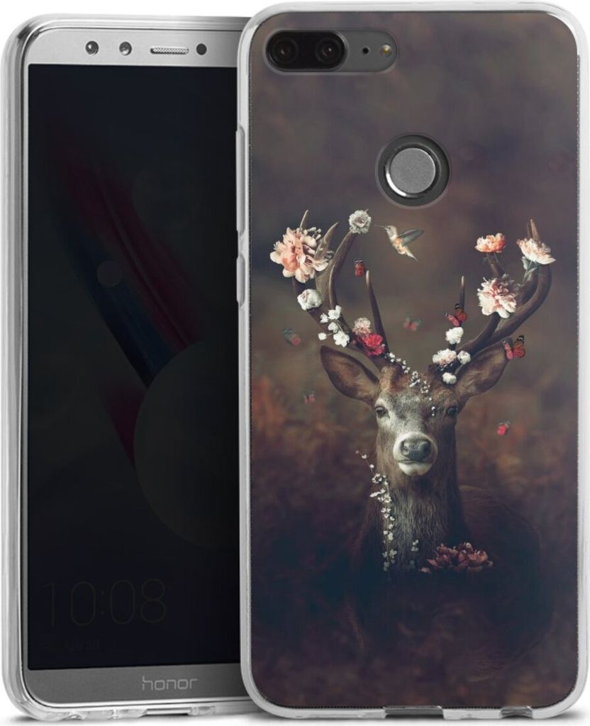 DeinDesign Handyhülle für Huawei Honor 9 Lite Silikon Hülle Case Smartphone Schutzhülle Blumen Rehe Rentier