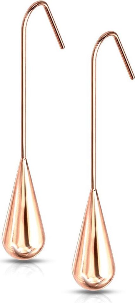 edle Damen Edelstahl Ohrstecker Ohrringe Ohrhänger Tropfen Träne lang Autiga rosegold