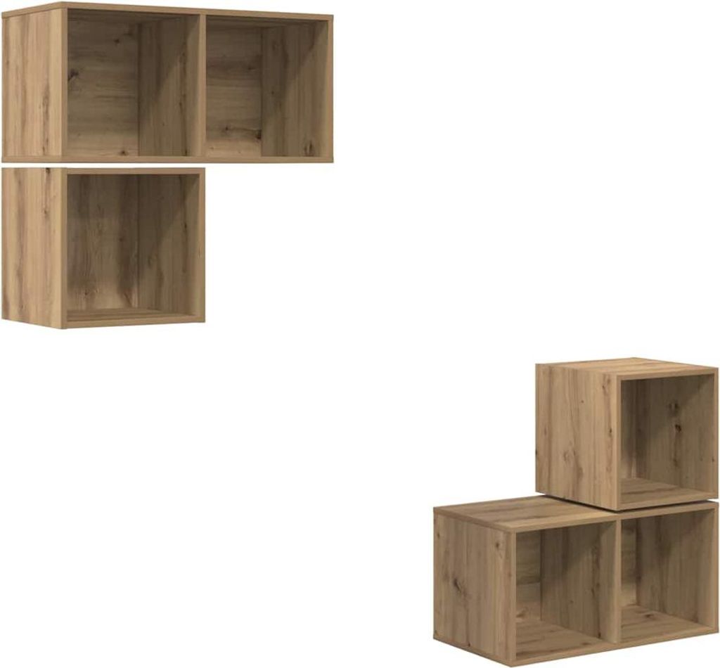vidaXL TV-Schrankset Wandmontiert 4 pcs Artisan-Eiche Holzwerkstoff