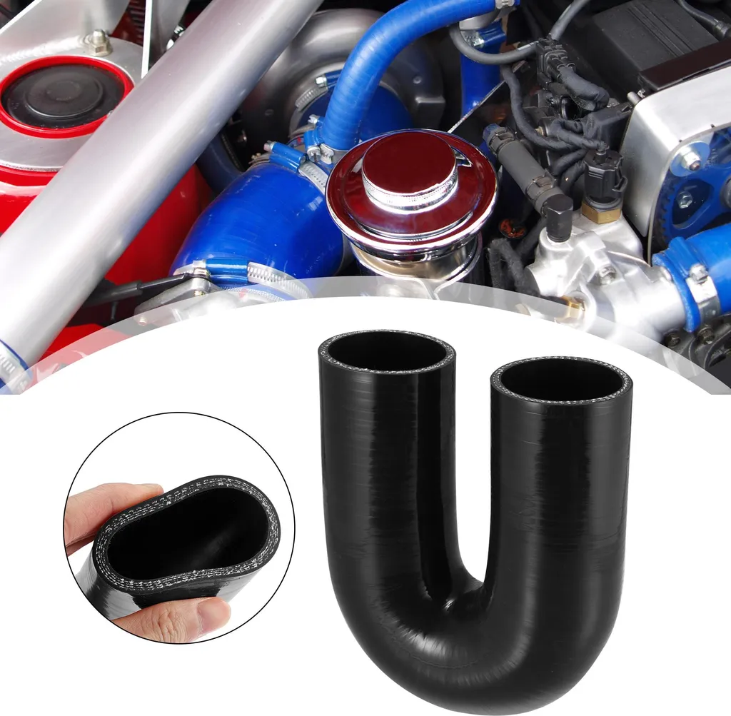 Tube réducteur silicone noir 57mm coude 180° raccord d'admission de voiture