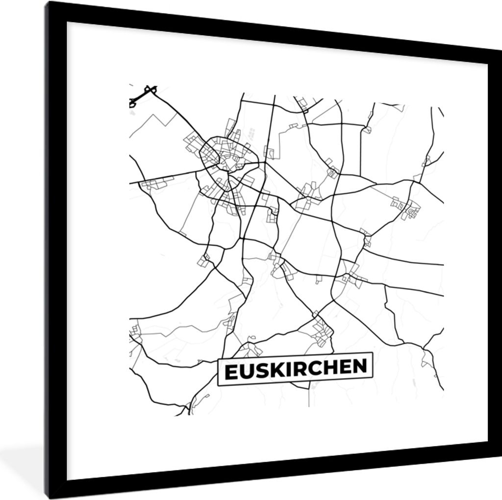 MuchoWow Gerahmtes Poster Karte - Euskirchen - Stadtplan 40x40 cm - Poster mit Schwarzem Bilderrahmen Wandposter Rahmen Foto Bilder - Poster - Pl...