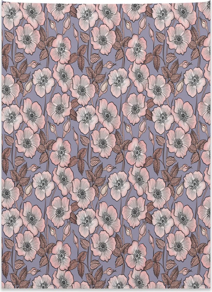 Abakuhaus Jahrgang Wandteppich, Mohn Knospen Garten Kunst aus Weiches Mikrofaser Stoff Kein Verblassen Klare Farben Waschbar, 110 x 150 cm, Schames...