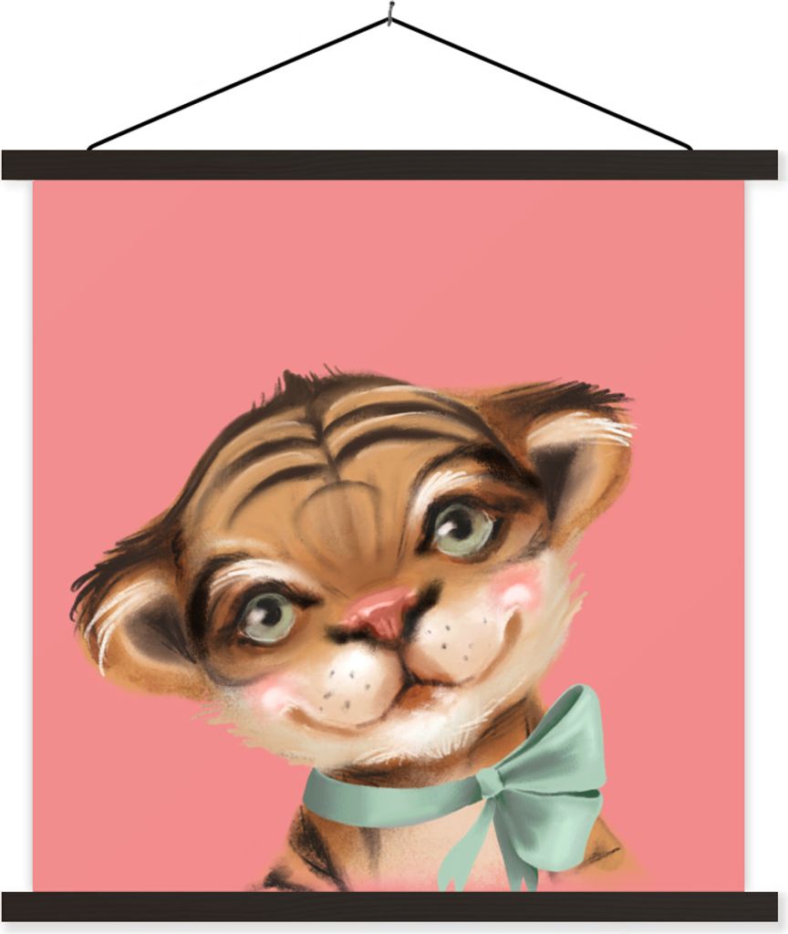 MuchoWow Textilposter Tiger - Porträt - Schleife 40x40 cm mit schwarzem Rahmen - Fotos