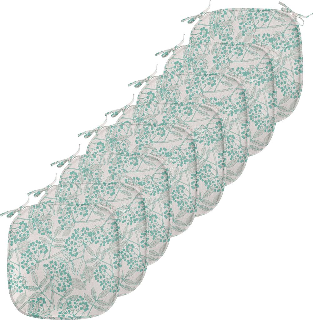ABAKUHAUS Teal Polster für Esszimmerstühle, Creeper Blätter Beeren, Dekoratives wasserfestes Kissen mit Riemen für Küchensitze, 40 cm x 40 cm-...