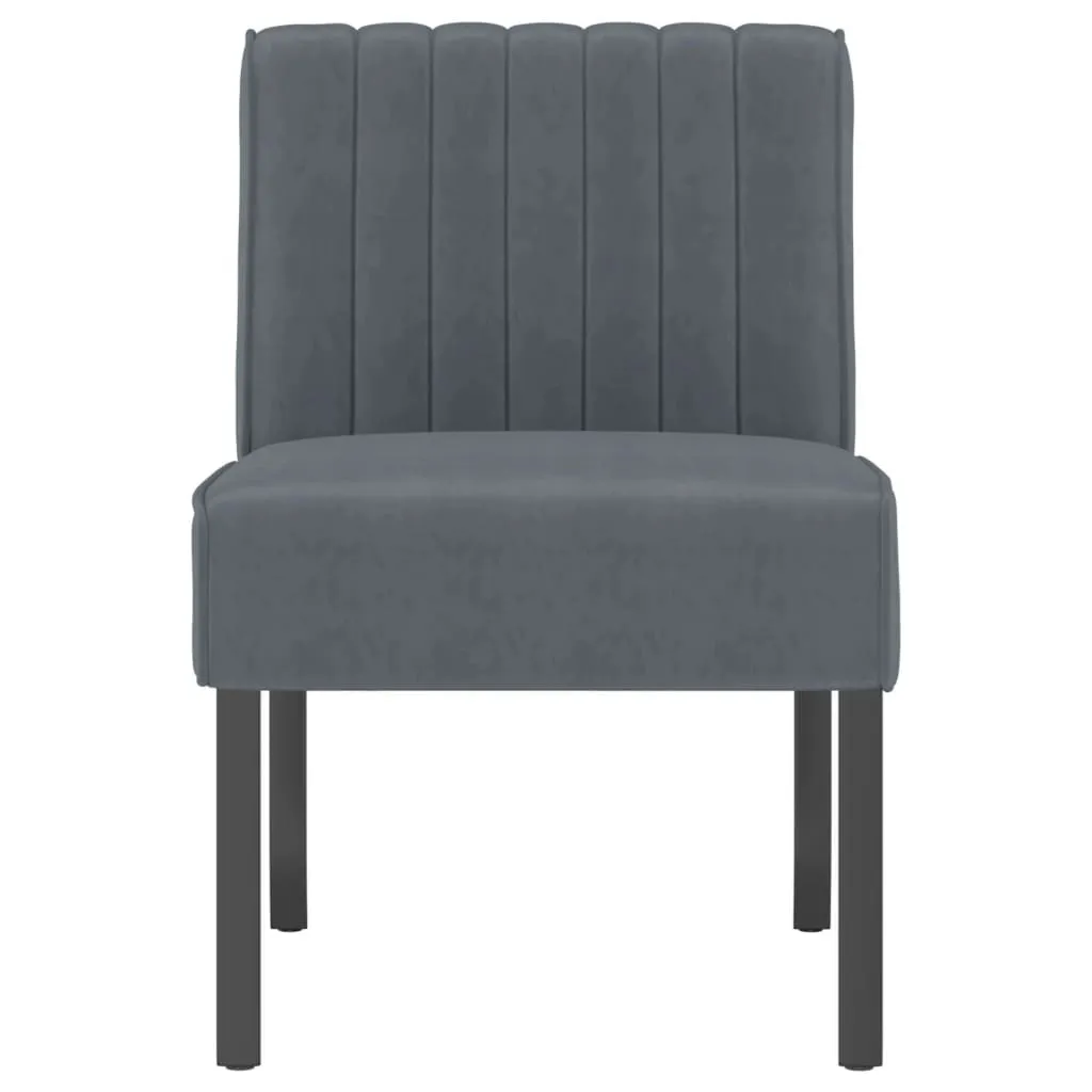 Sedia imbottita in velluto grigio scuro - 3
