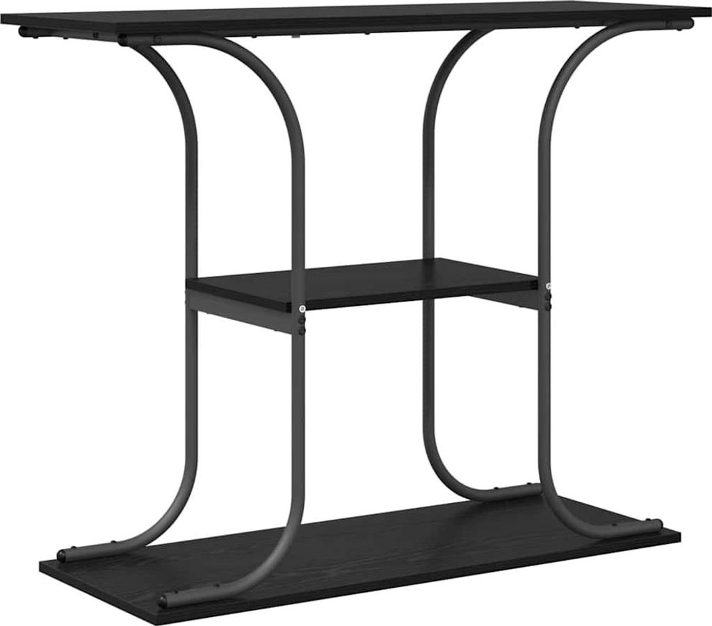 SYFAX Konsolentisch mit Regal Schwarz Eichen-Optik 101 x 35 x 80,5 cm