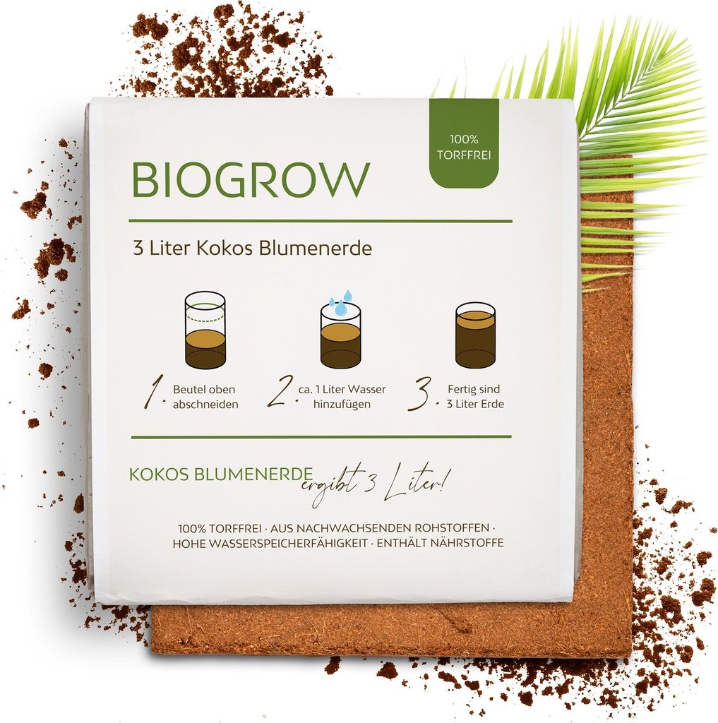 Kokoserde gepresst im Quellbeutel - torffreie Anzuchterde (3L)