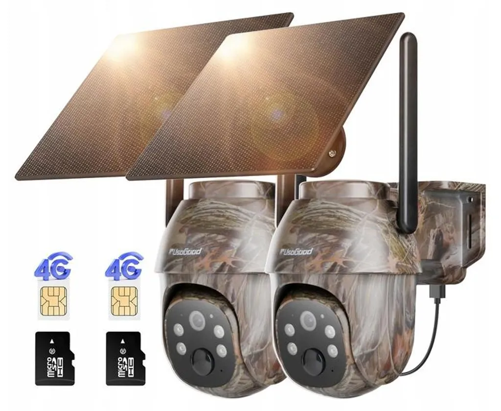 Caméra de chasse 4G LTE solaire 2K avec transmission en direct et PTZ 360°