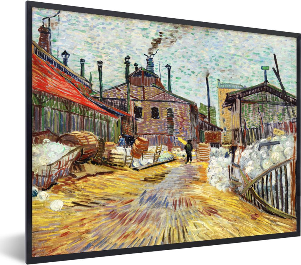 MuchoWow MuchoWow Gerahmtes Poster Die Fabrik in Asnieres - Vincent van Gogh 40x30 cm - Poster mit zchwarzem Bilderrahmen - Kunstposter - Wandd...