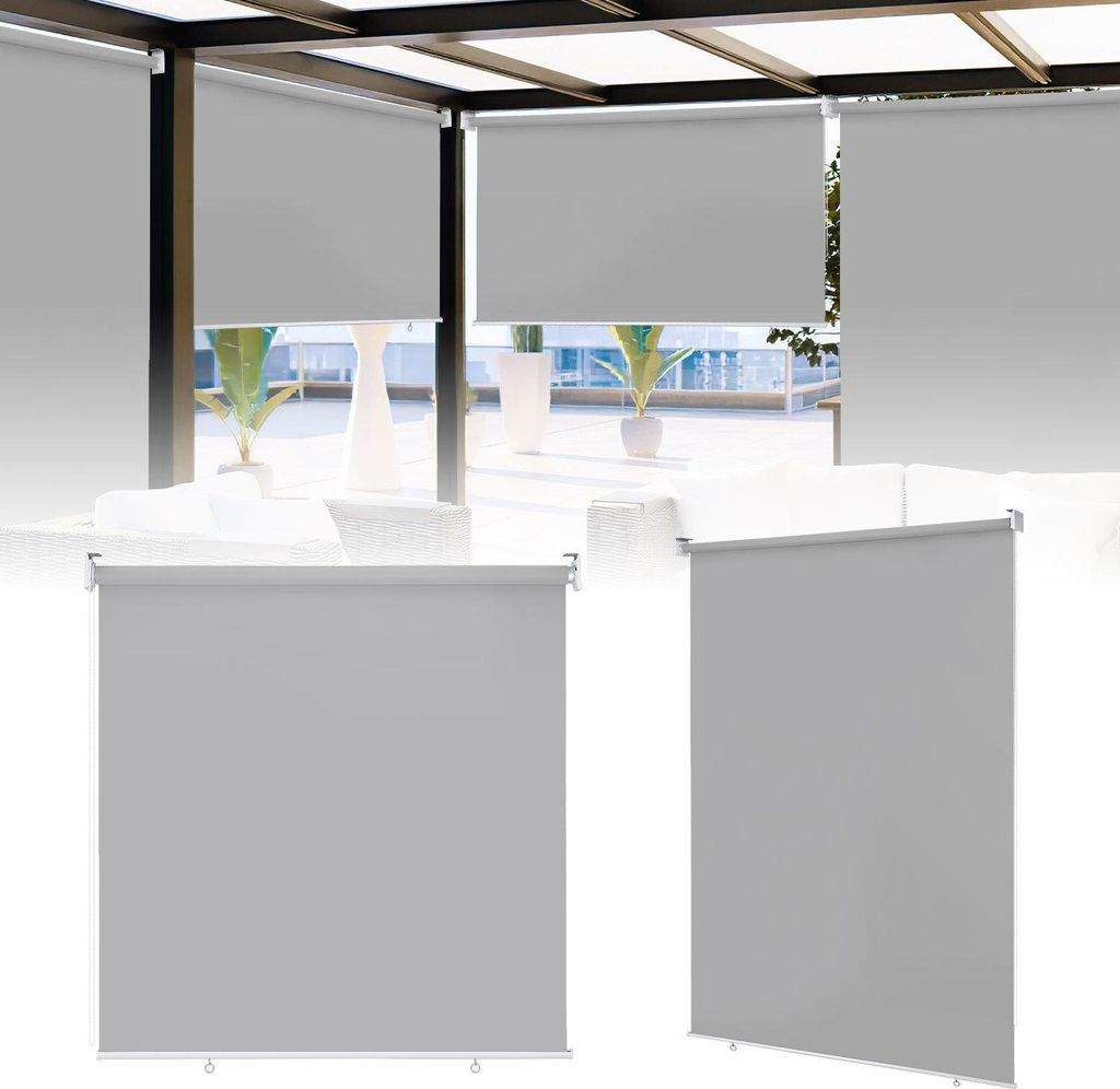 Faziango Senkrechtmarkise 140x140 cm Balkonrollo Hellgrau UV Schutz Sonnenschutz Sichtschutz wasserdicht wetterfest Balkon Terrasse