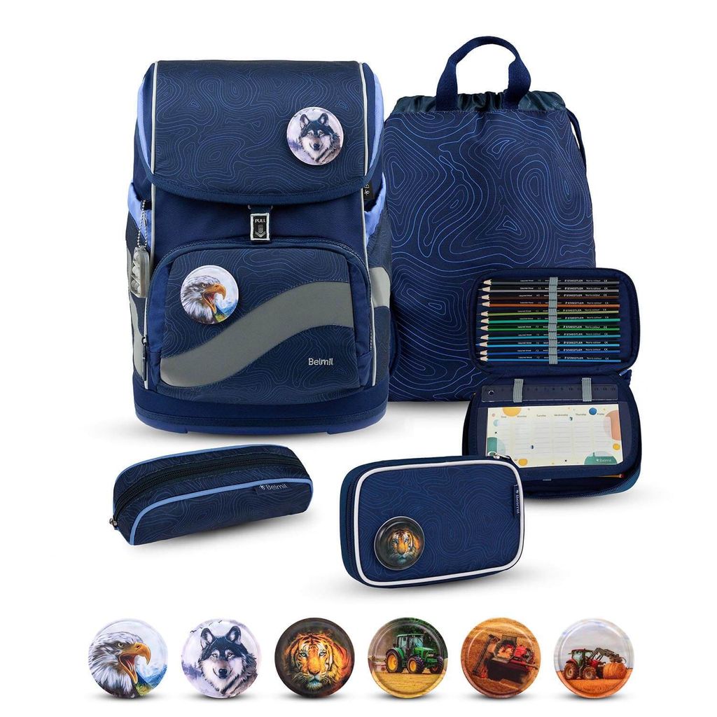 Belmil Smarty Plus Premium Schulranzen Set 5-teilig "Topographic"