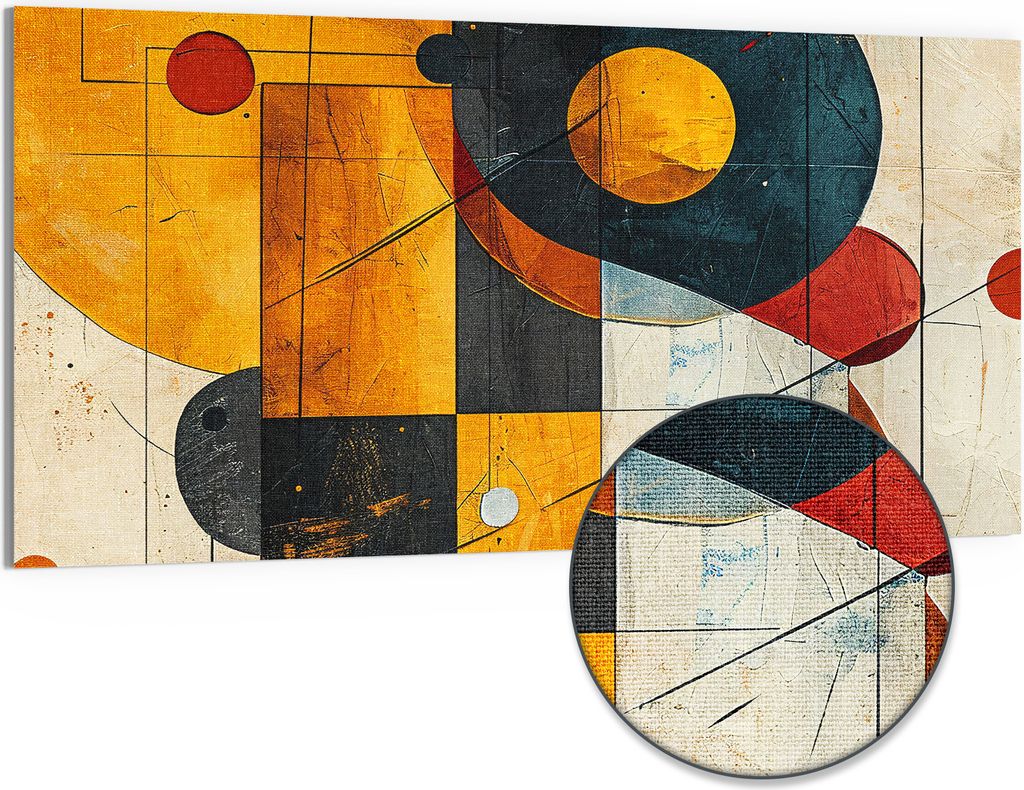 DEQORI Hybrid Leinwand Bild 100x50 cm 'Geometrischer Farbzauber' Wandbild Glas flach modern