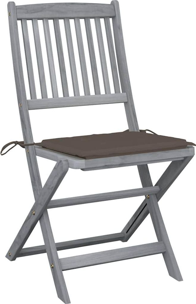 vidaXL Klappbare Gartenstühle 6 Stk. mit Sitzkissen Massivholz Akazie