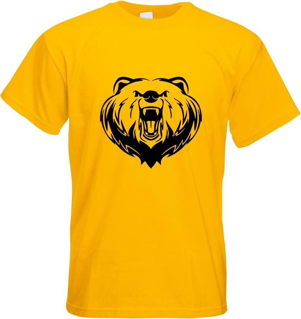 Kiwistar - T-Shirt - gelb - Grizzly Bear - Bär - Motiv Bedruckt Funshirt Design Print - mit Motiv Bedruckt - Funshirt Design - Sport - Freizeit - ...