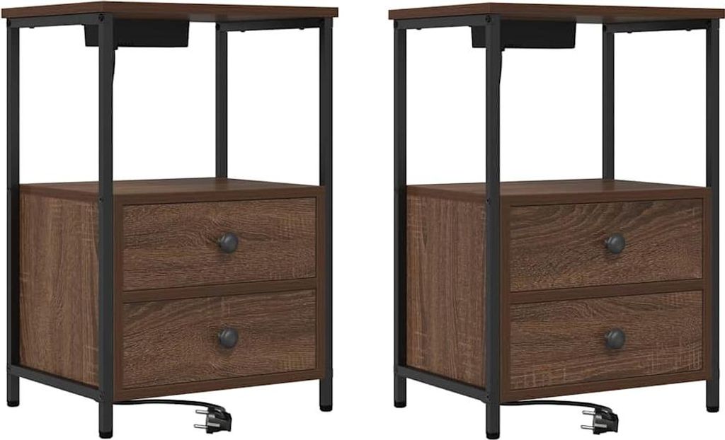 Nachttisch 2 pcs Braun Eichen-Optik 40 x 31 x 60 cm