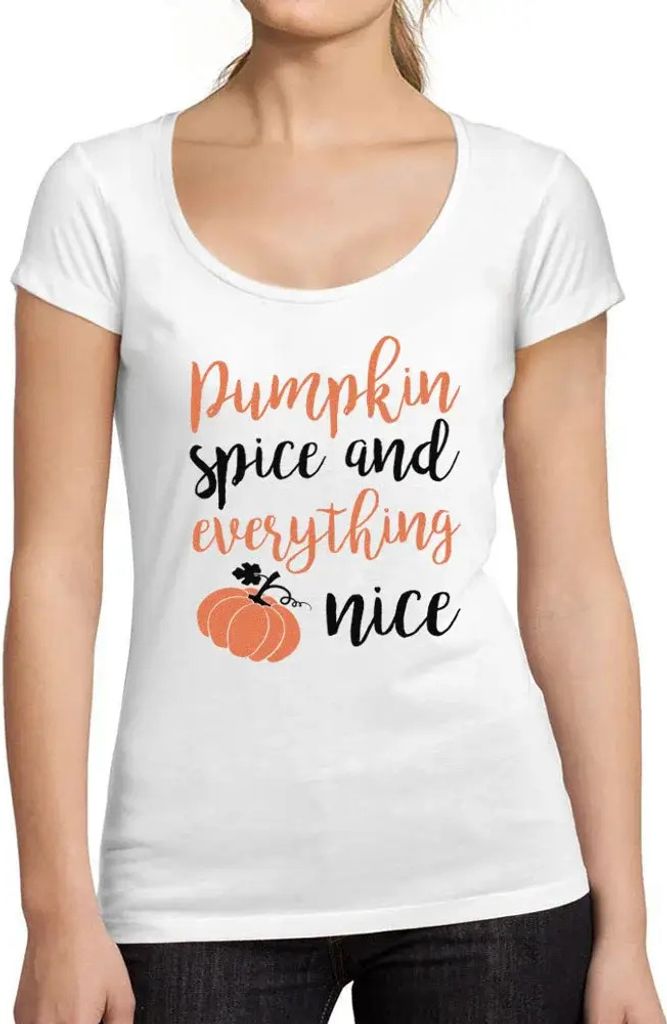 Damen Grafik T-Shirt Kürbisgewürz und alles schön süß – Pumpkin Spice And Everything Nice Cute – Öko-Verantwortlich Vintage Jahrgang Kurz...