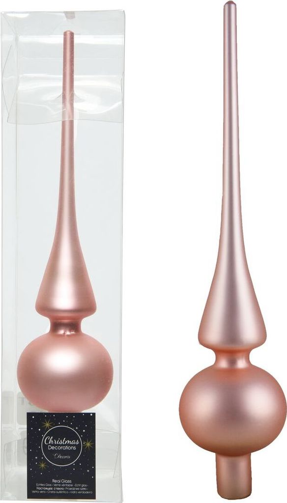 Christbaumspitze Echt Glas 26 x 6 cm Matt Glanz Weihnachtsbaum Spitze Baumspitze Christbaumschmuck Deko, Farbe:Candy Pink Matt