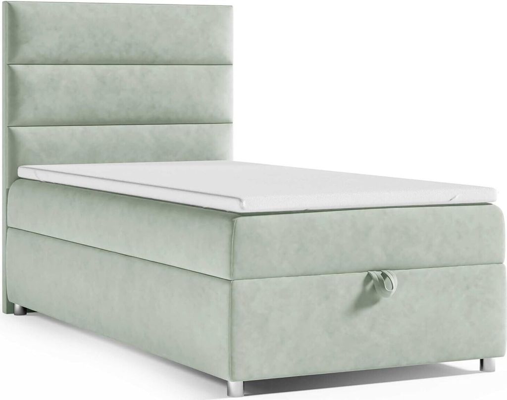 Boxspringbett mit Bettkasten Trinity K-4 SINGLE Bonellfederkern inkl. Topper, mit Lieferung, Aufbau & Entsorgung 90x200-MINTGRUN