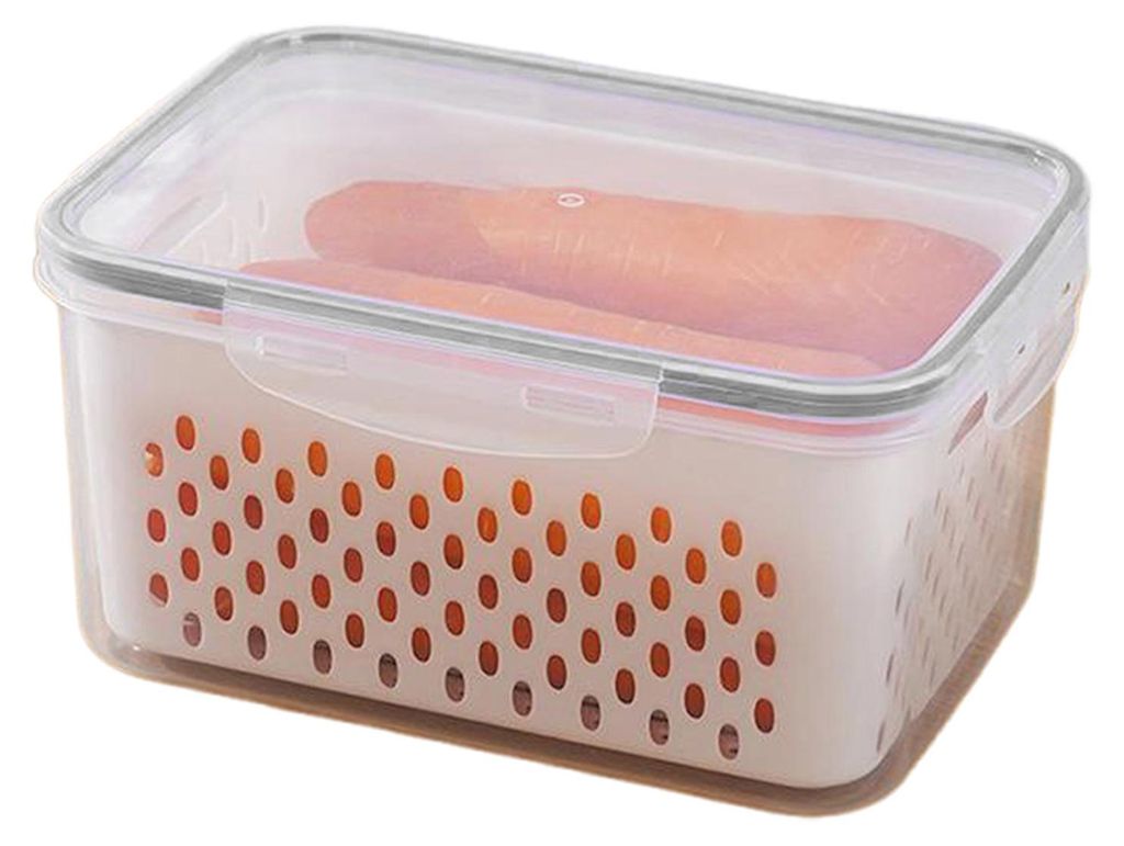 4-in-1 Obst- und Gemüseaufbewahrungsbehälter mit herausnehmbarem Filter, auslaufsichere und luftdichte PP-Aufbewahrungsbox zum Waschen und Abtrop...