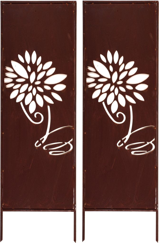 2x Sichtschutz Metall - 160 cm x 50 cm - Edelrost - Rostoptik Sichtschutz für Garten - Sichtschutzelement - Sichtschutzwand - Gartendekoration Zau...