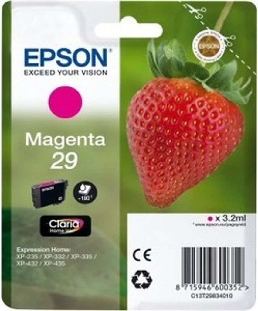 Epson Strawberry Singlepack Magenta 29 Claria Home Ink, Produktbild 