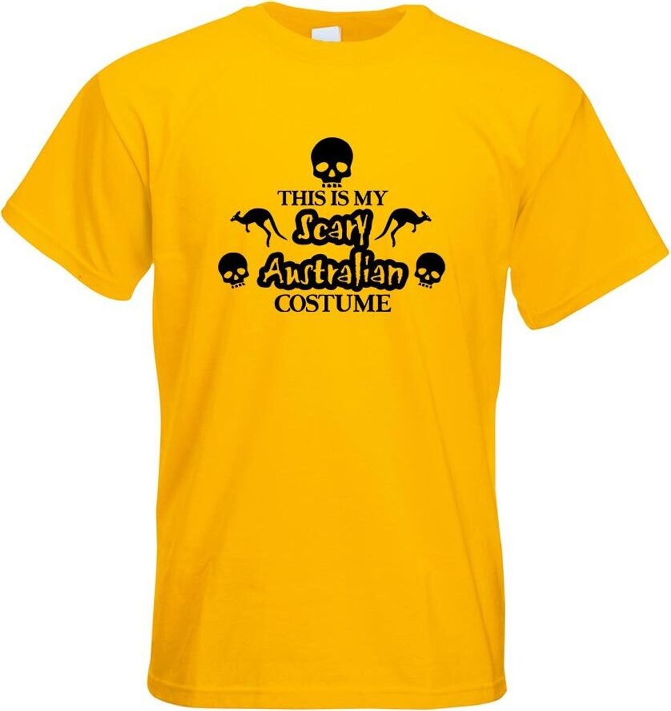 Kiwistar - T-Shirt - gelb - My Scary Australian Costume Motiv Bedruckt Funshirt Design Print - mit Motiv Bedruckt - Funshirt Design - Sport - Freiz...