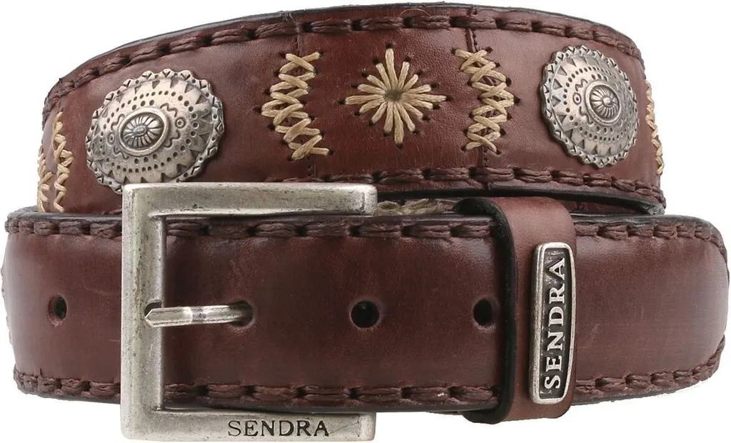 Ceinture Sendra 8535 Cuir Marron avec Boucle Vintage et Finition Cousue