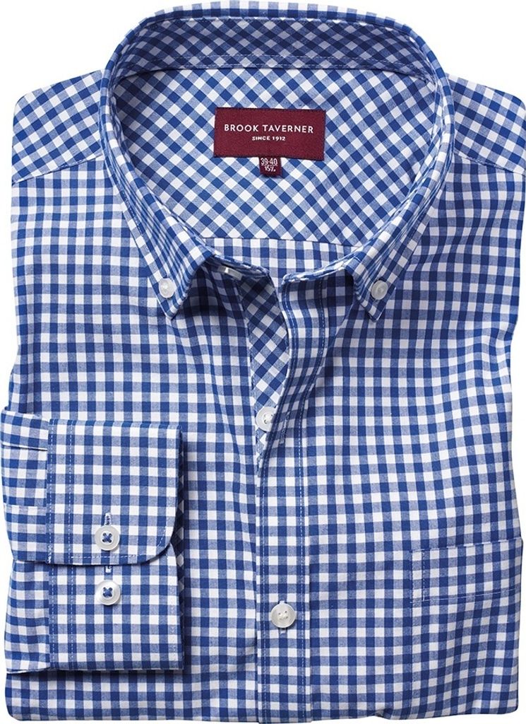 Brook Taverner Herren Montana Karo Langarm Hemd PC3923 (16) (Blau)