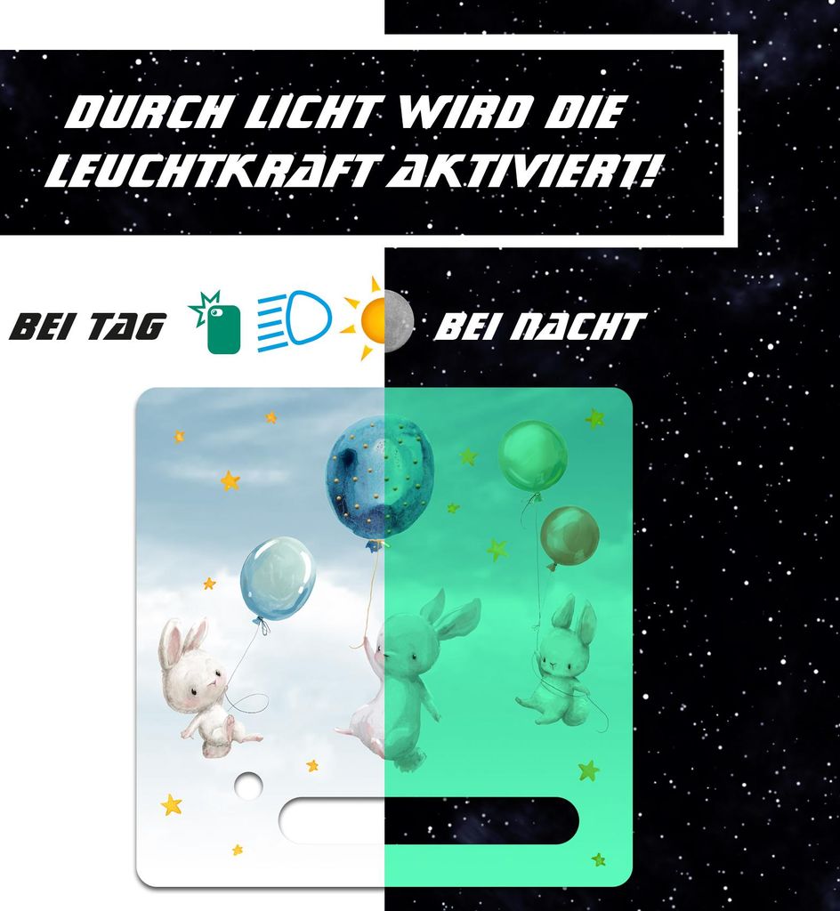 Nachtleuchtende Schutzfolie kompatibel mit Toniebox1 passgenaue Folie mit Motiv Kratzschutz für Musikbox Y031-42 Hasen Ballon