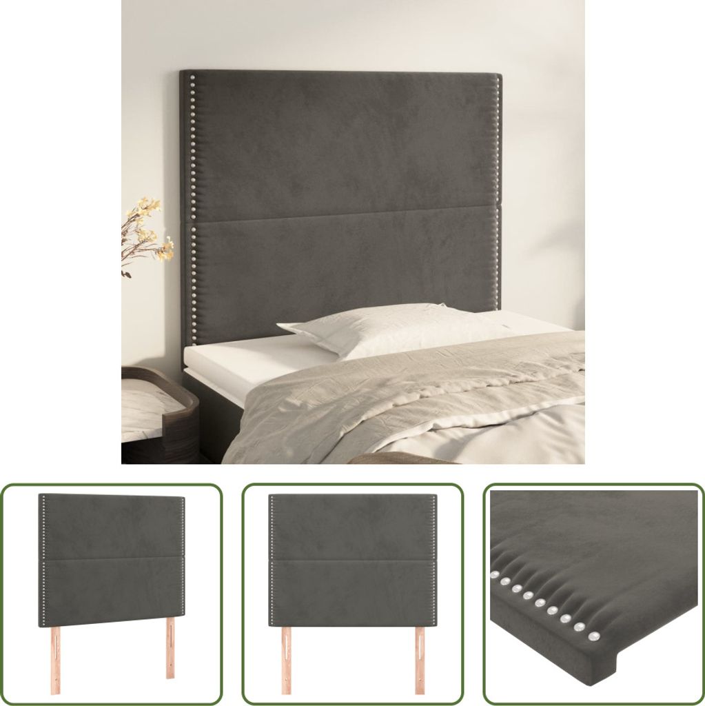 The Living Store Kopfteile 2 Stk. Dunkelgrau 90x5x78/88 cm Samt