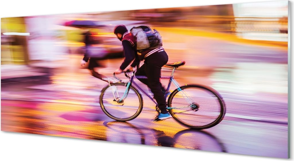 Glasbilder 125x50 Wandkunst Fahrradbeleuchtung Mann