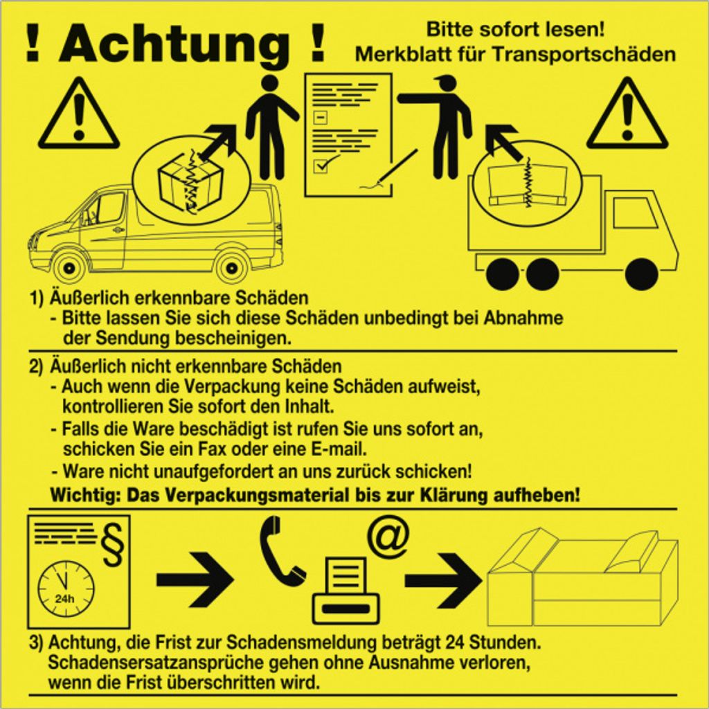 Dreifke Merkblatt für Transportschäden, Papier selbstkl., 100x100 mm, 500 St...