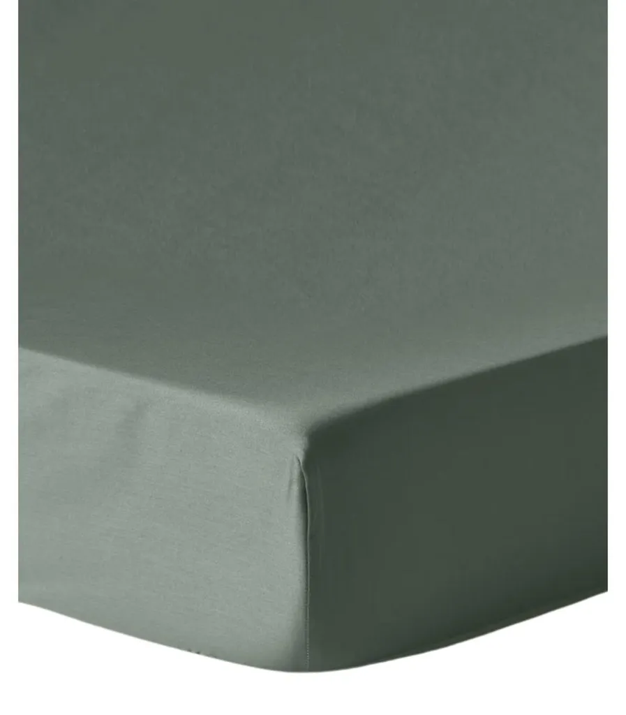 Drap housse élastique 160x200 en satin de coton vert Westwing Premium