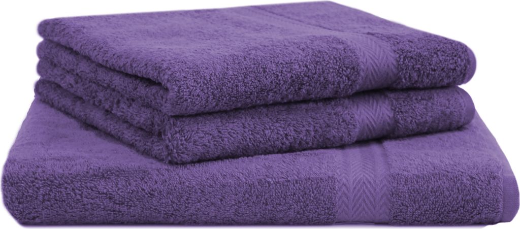 Betz 3-tlg. Saunatuch Set PREMIUM 1 Saunatuch 2 Handtücher 100%Baumwolle Farbe: lila