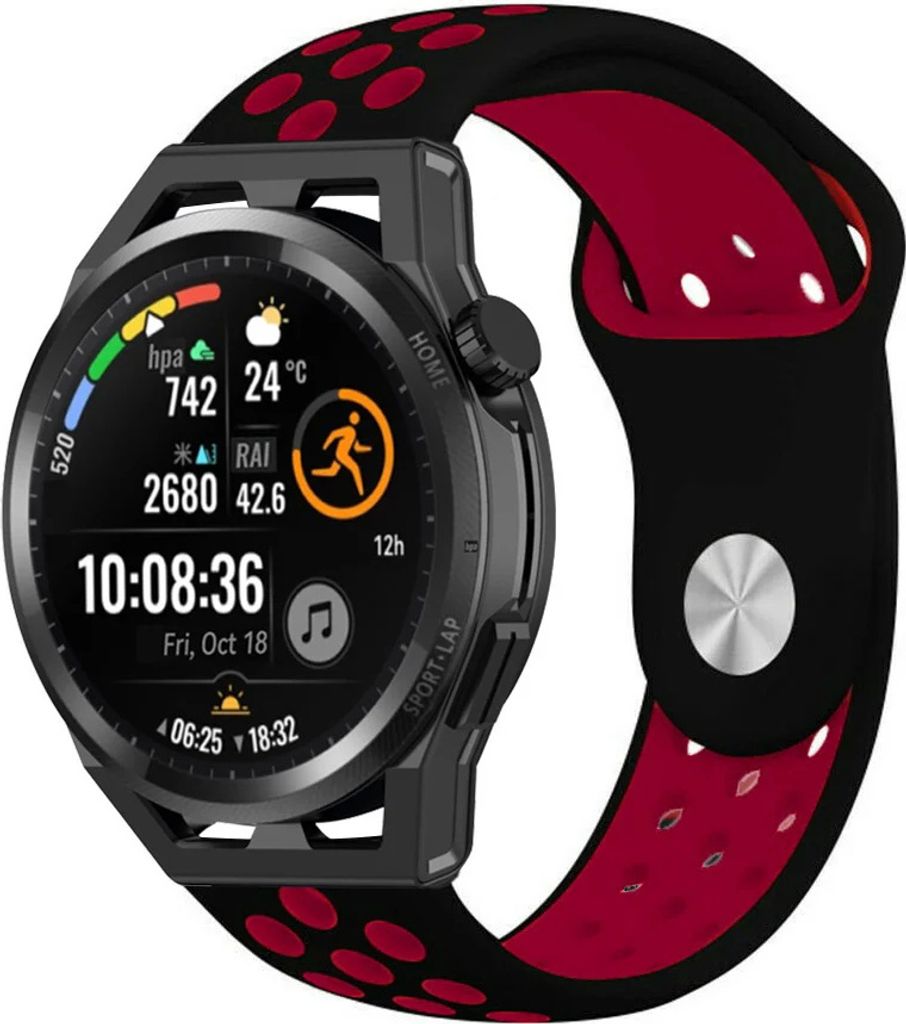 Strap-it Huawei Watch GT Sportarmband (Schwarz/Rot)