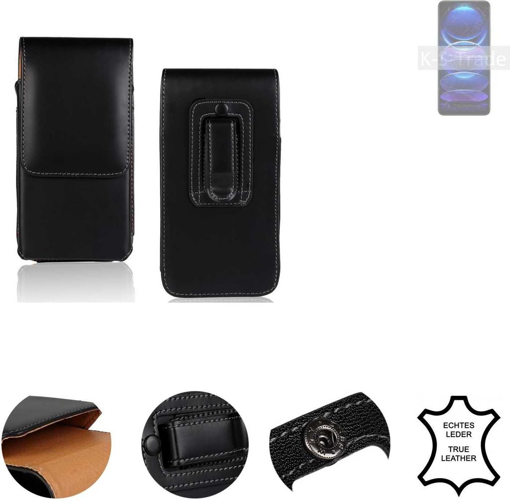 K-S-Trade Holster Gürteltasche Handy Hülle Schutzhülle kompatibel mit Xiaomi Redmi Note 12 Explorer Handyhülle Leder schwarz, 1x