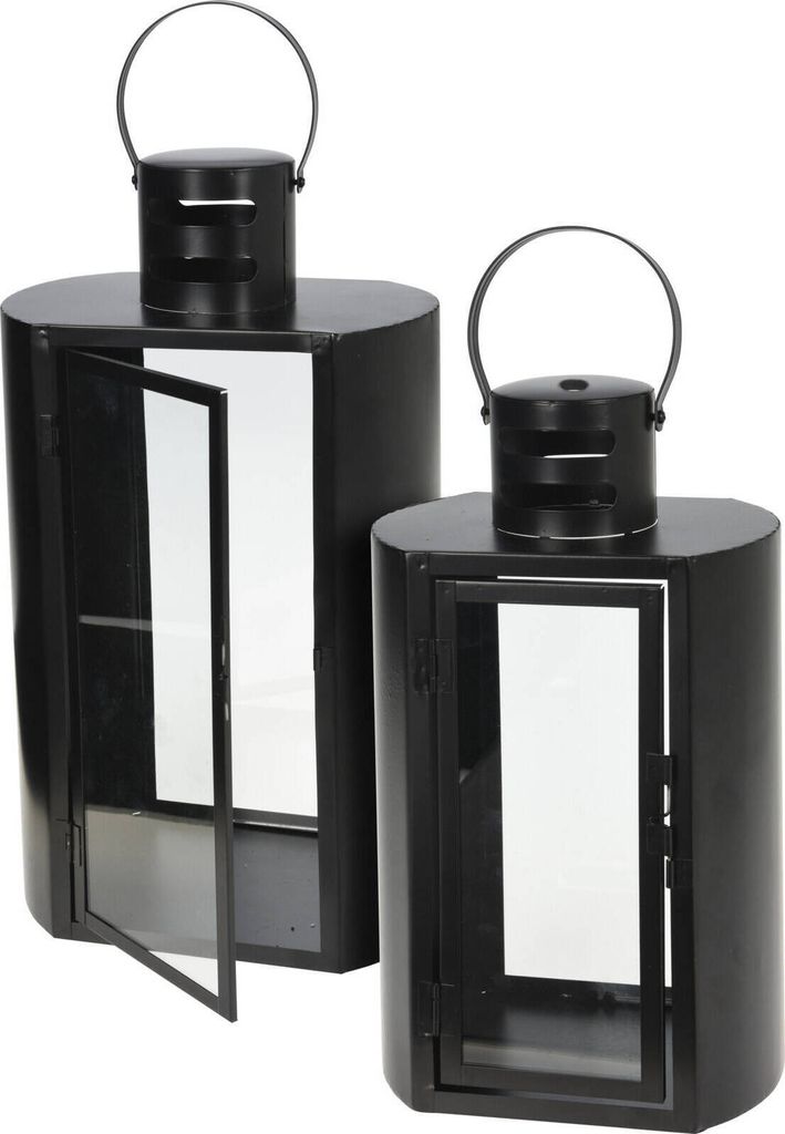 Lampion metalowy czarny MINIMAL, 2 latarenki Zdjęcie produktu 