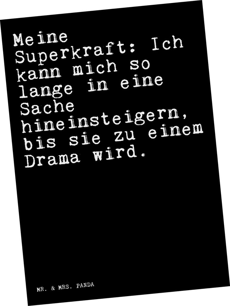 Mr. & Mrs. Panda Postkarte Meine Superkraft: Ich kann... - Schwarz - Geschenk, Ehemann, Ansichtskarte, Freundin, Grußkarte, Sprüche, bildkarte, P...