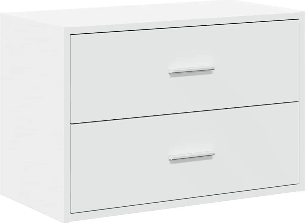 Comodino Bianco vidaXL 60x31x40 cm con 2 Cassetti in Legno Moderno