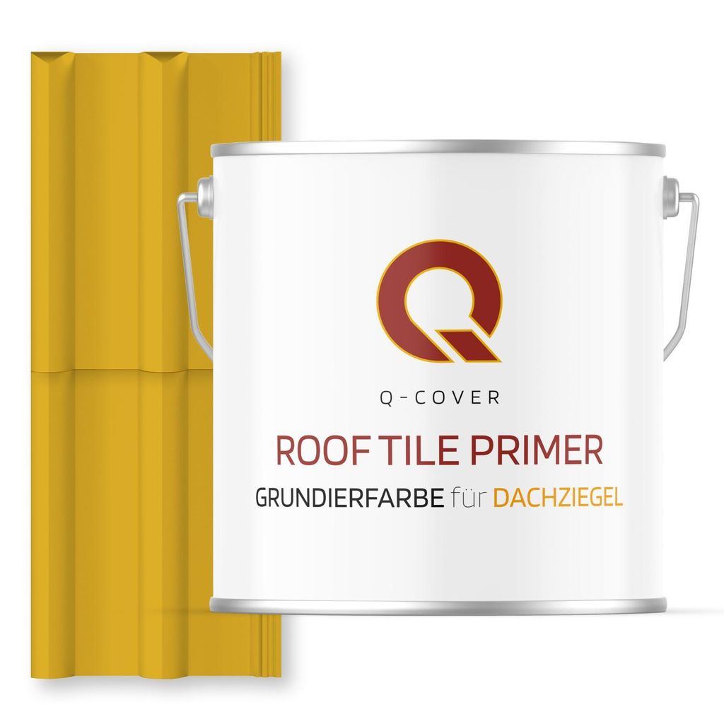 Grundierfarbe für Dachziegel Zitronengelb RAL 1012 5 L | wetterfeste Dachbeschichtung | für Ziegel, Beton, Eternit | UV-beständig | Q-COVER