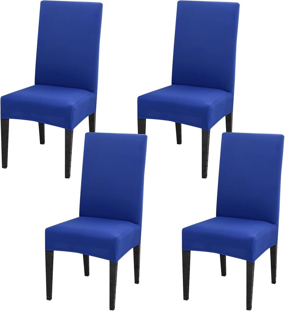MODFU 4 Stück Stuhlhusse Stretch Anthrazit elastischer Universal Stuhlüberzug Esszimmer Stuhlbezug Dehnbar, Blau