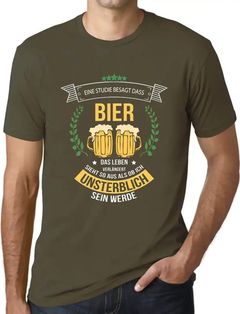 Herren Grafik T-Shirt Bier Unsterblich Sein Werde Öko-Verantwortlich Vintage Jahrgang Kurzarm Lustige Druck Geburtstag Geschenk Mann
