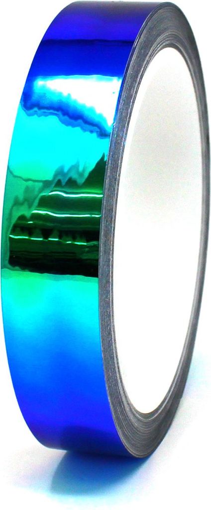 10m Zierstreifen 12mm Flip Flop Blau/Grün Chrom Folie Auto Motorrad Dekorstreifen
