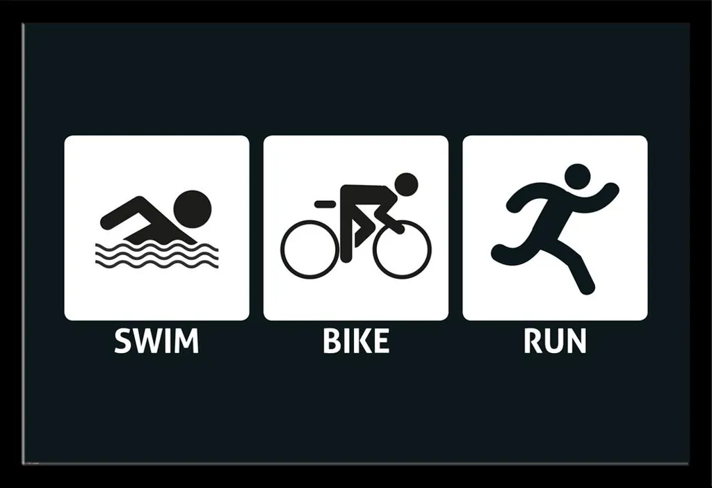 Déco Murale Triathlon Swim Run Cadre Shinsuke Noir pour le Bureau