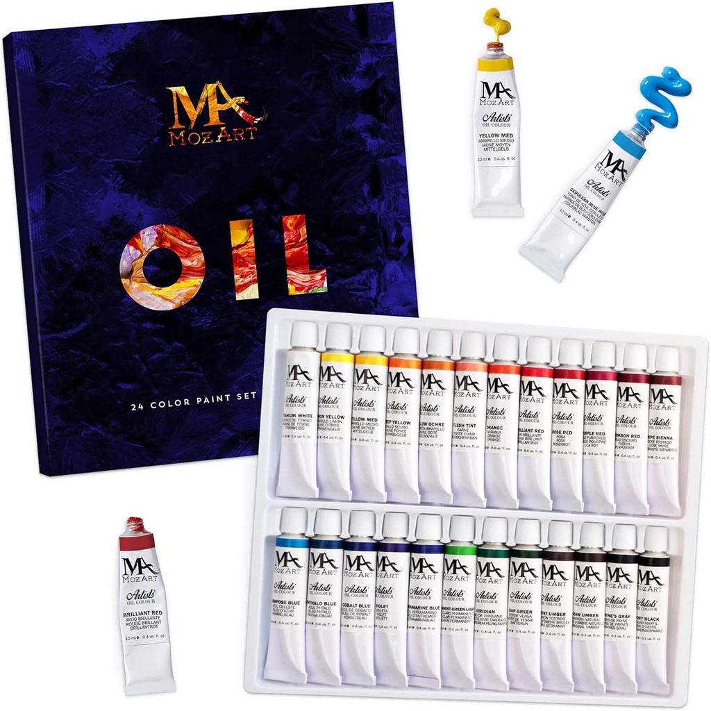 MozArt Supplies Premium Ölfarben-Set 24 Farben 12 ml je Produktbild 