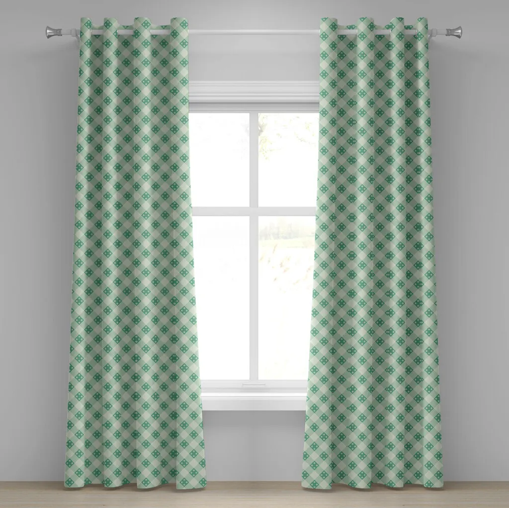 ABAKUHAUS Tenda Menta Geometrica 280x225cm - Tende a Occhielli Moderne